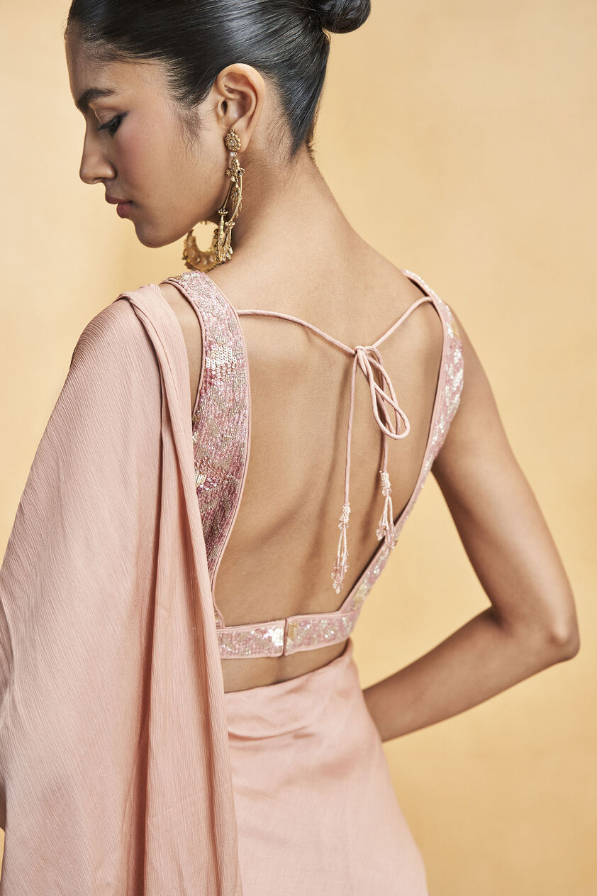 Ava Embroidered Saree Set - Old Rose, Old Rose, image 7